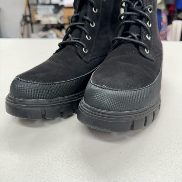 Merry Scott Black Lugg Sole Combat Lace Up Boots Fabric Womens 9 - Picture 5 of 11